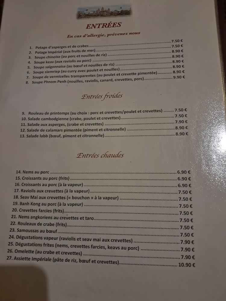 Restaurant Le Palais d'Angkor - Menu Image 1